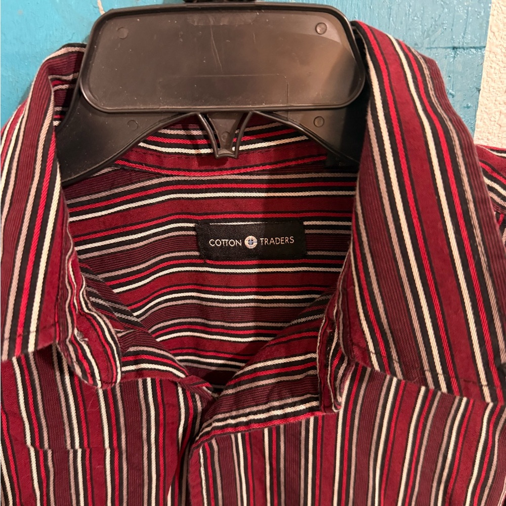 Casual Red and Black Button Down Shirt
